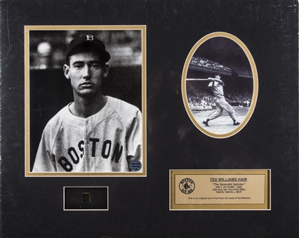 Ted Williams Hair In Framed Photograph Display (University Archives)